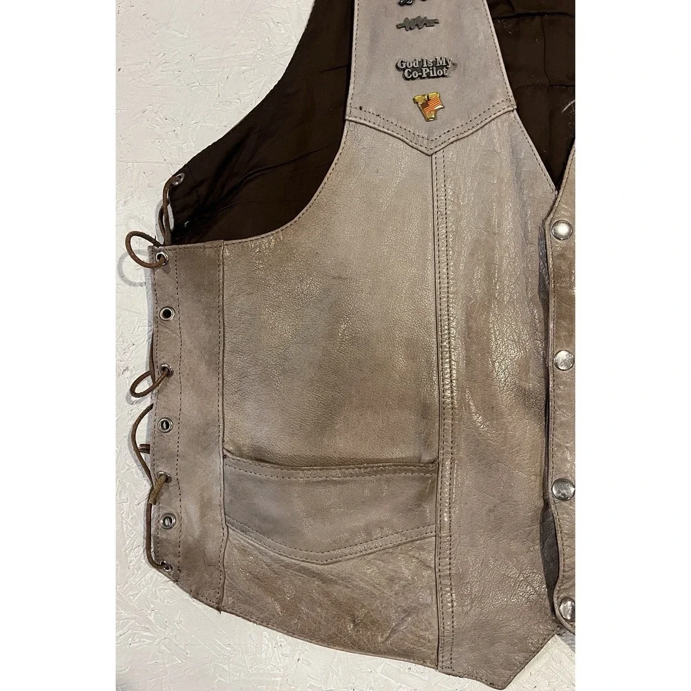 Vintage Hudson Leather‎ Gold Wing Road Riders Motorcycle Vest Mens 48 Grunge